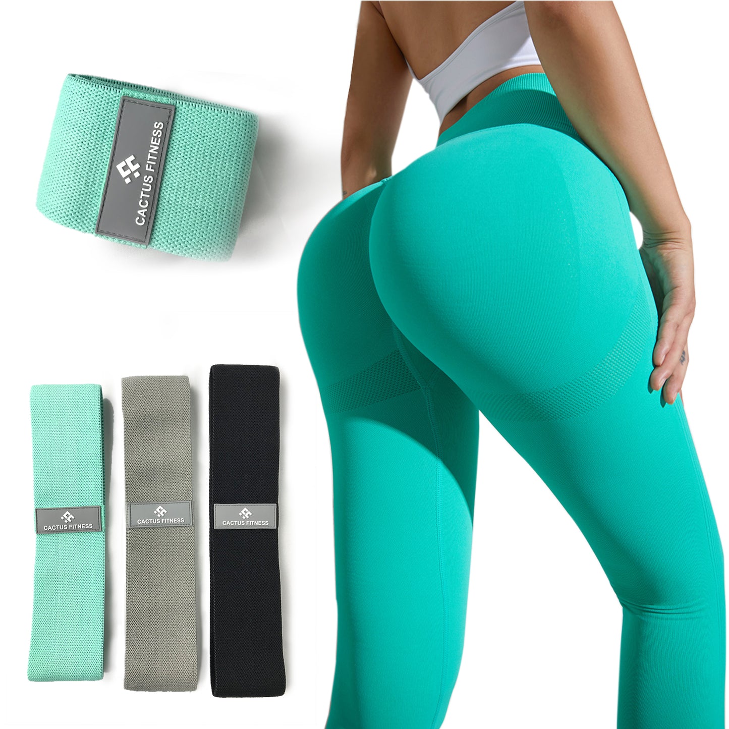 CACTUS FITNESS Resistance Non Slip Thick Power Bands Set 2pcs for Hips, Thighs,Legs,Butt,Glutes for Men and Women
