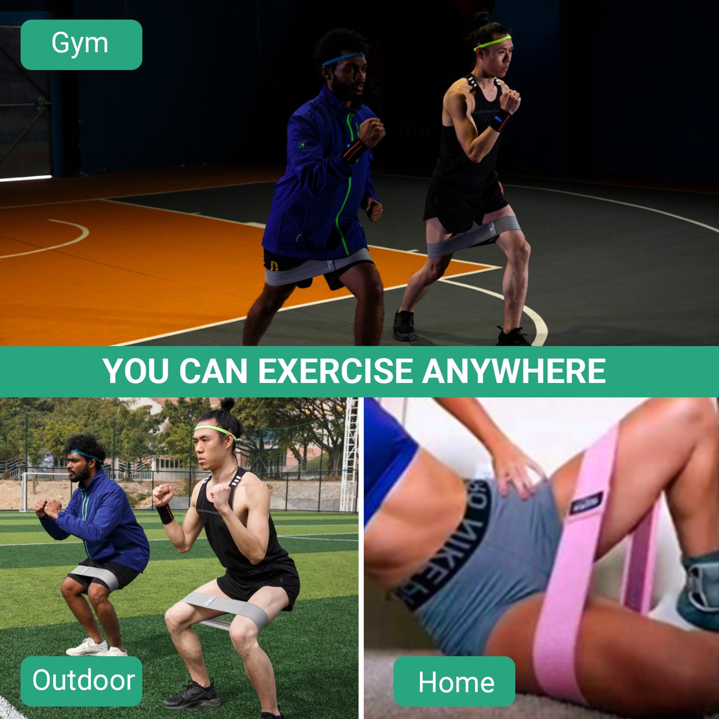 CACTUS FITNESS Resistance Non Slip Intermediate Power Bands Set 2pcs for Hips, Thighs,Legs,Butt,Glutes for Men and Women