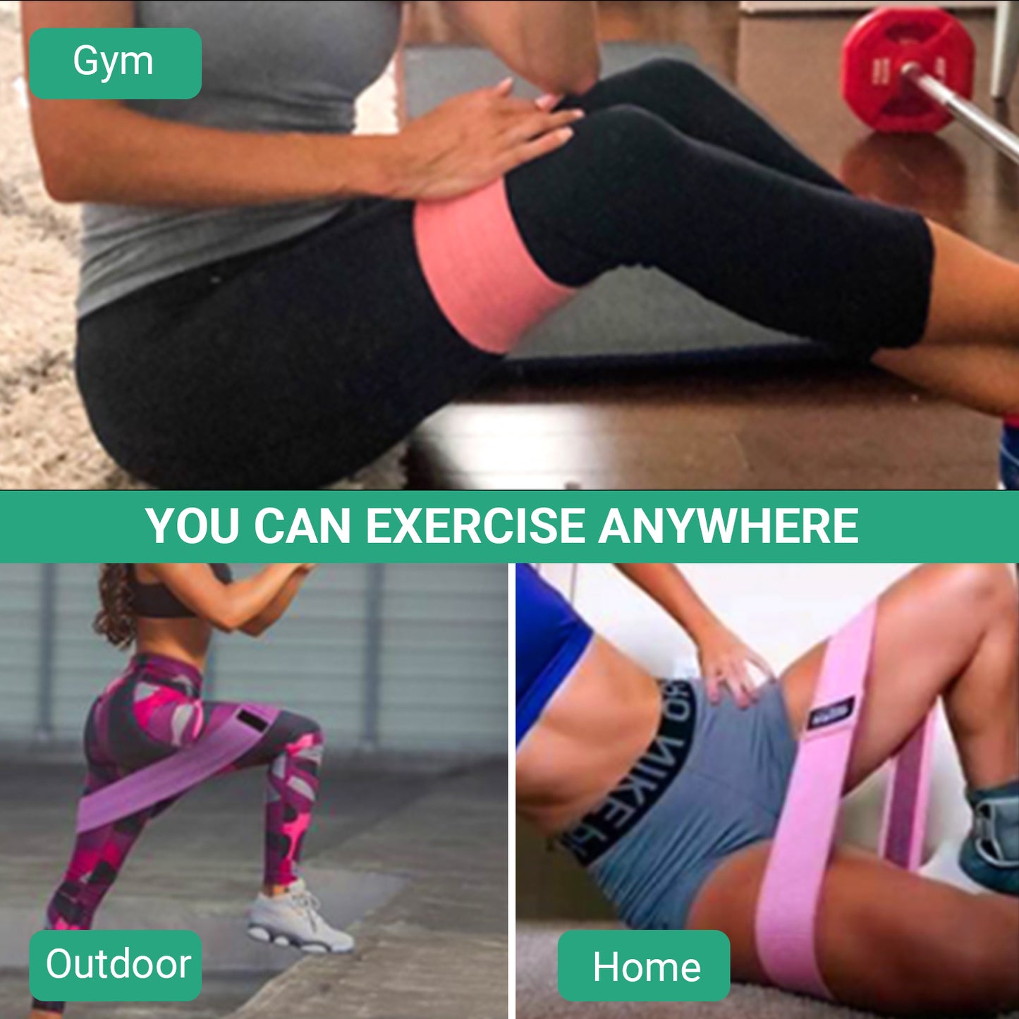 CACTUS FITNESS Resistance Non Slip Thick Power Bands Set 2pcs for Hips, Thighs,Legs,Butt,Glutes for Men and Women